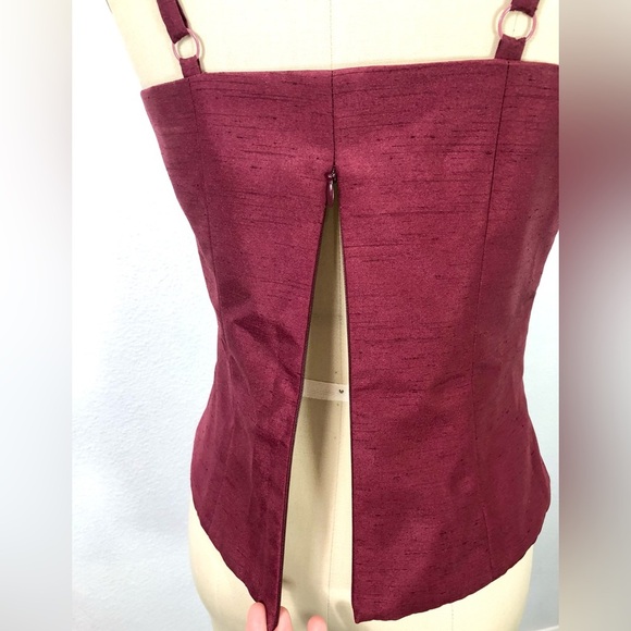 STAUD Lace Up Corset Style Silk Tank Top In Burgundy/Maroon Size M - Picture 5 of 10